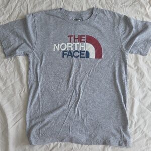 The North Face Boys Grey Cotton Summer Tee T-Shirt Short Sleeve Large Size L EUC